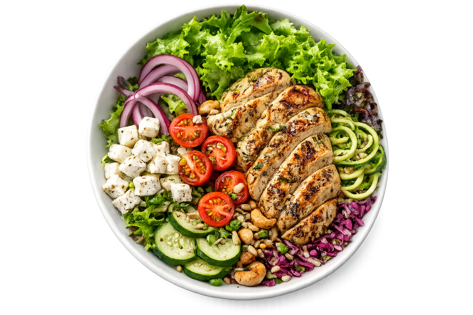 Bowl saludable con pollo y vegetales